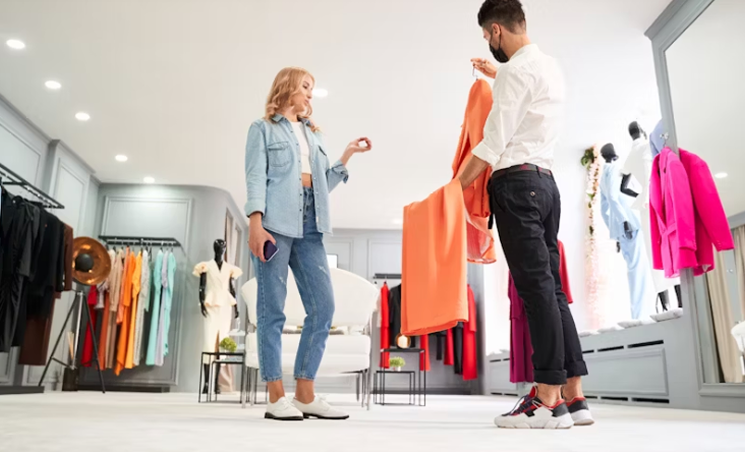 Couple shopping for clothes